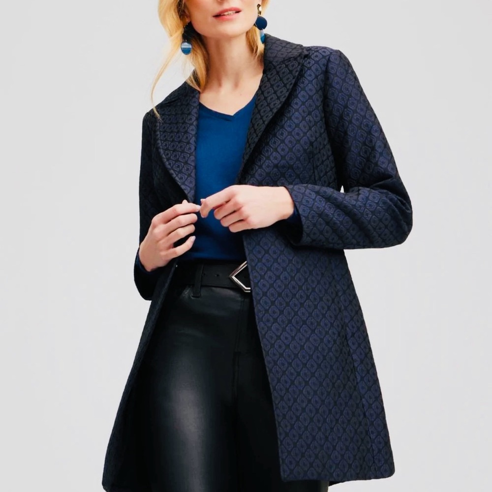 Max Studio Navy Patterned Blazer - image 1